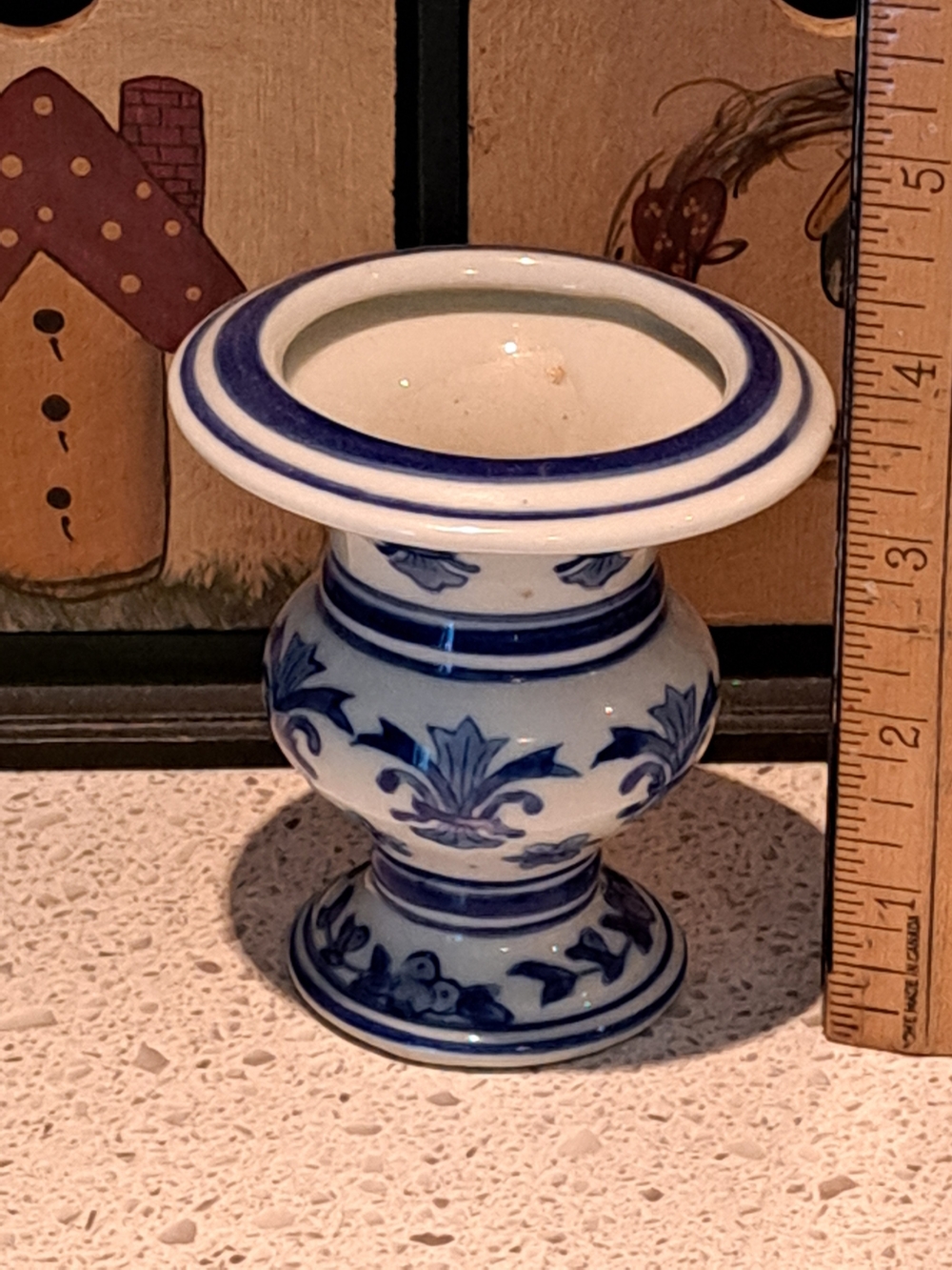 Source Unknown Blue and White Floral Ceramic Accent Vase